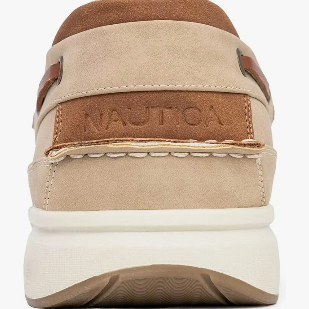 Nautica Men’s Beige/Tan Leather Boat Shoes